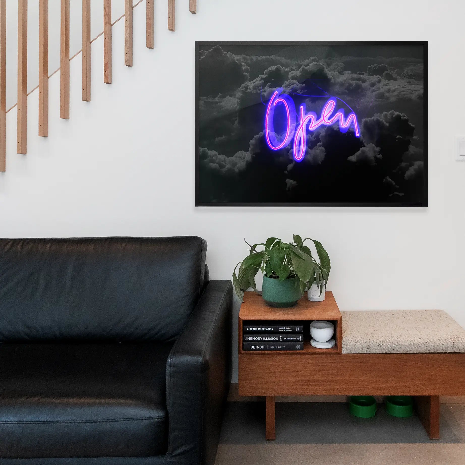 Open Clouds Purple Neon Print