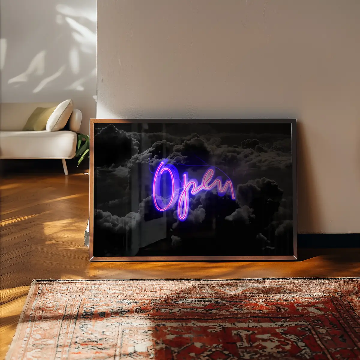 Open Clouds Purple Neon Print