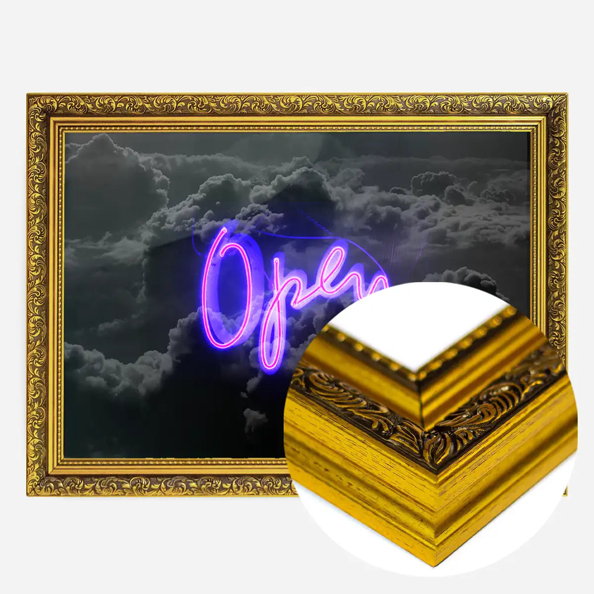 Open Clouds Purple Neon Print