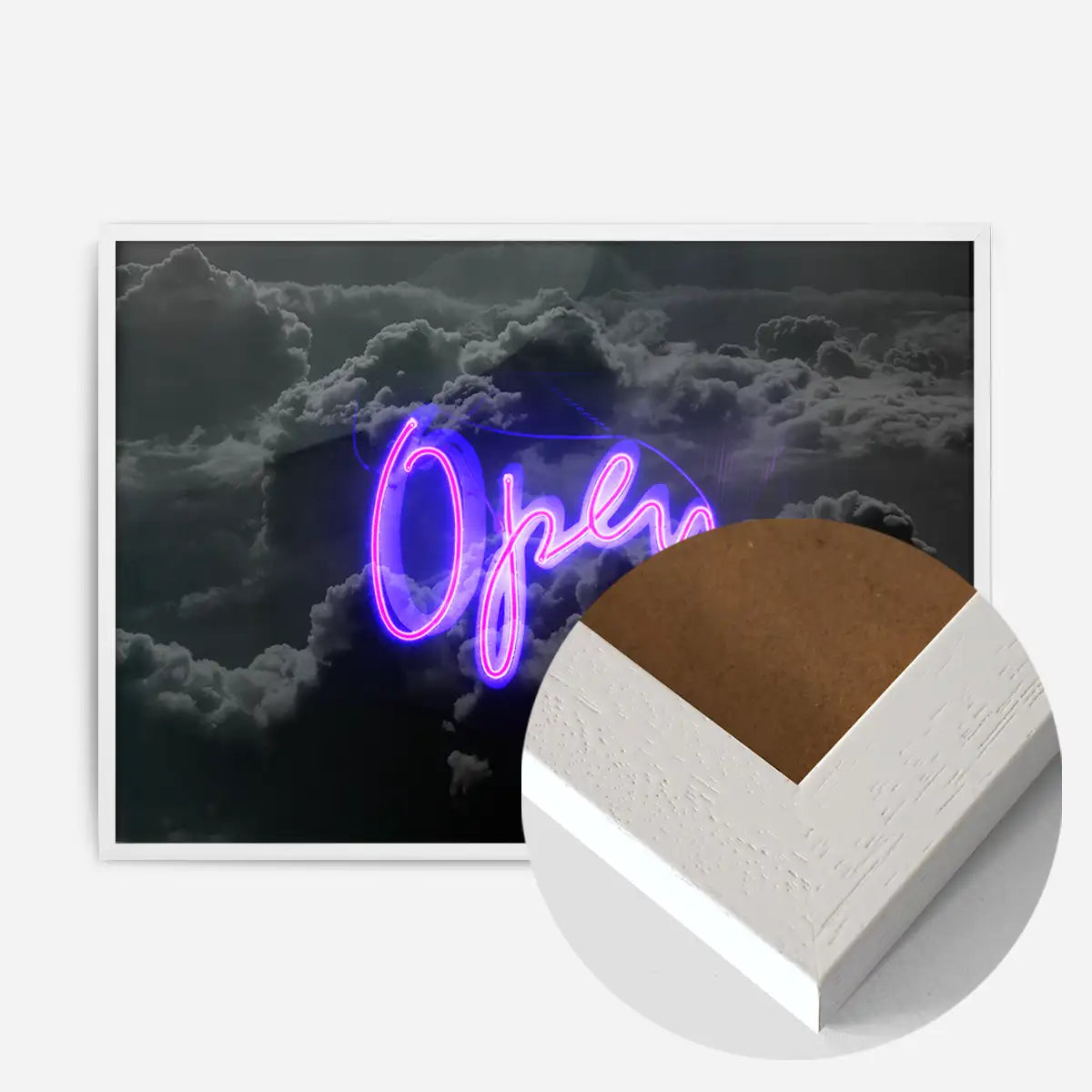 Open Clouds Purple Neon Print