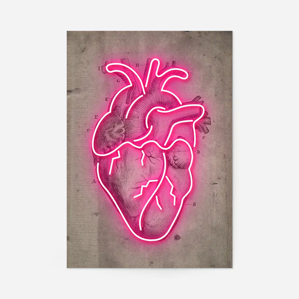 Neon Heart Vintage Diagram Print