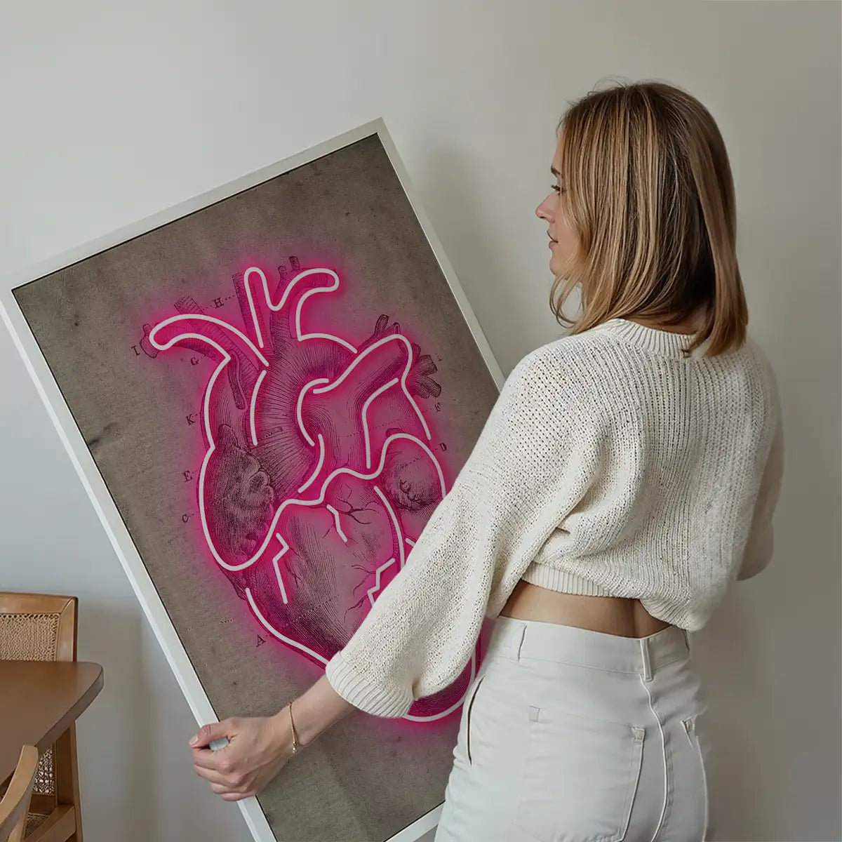 Neon Heart Vintage Diagram Print