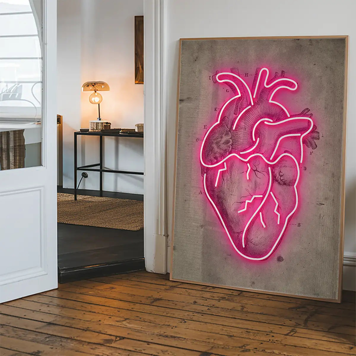 Neon Heart Vintage Diagram Print