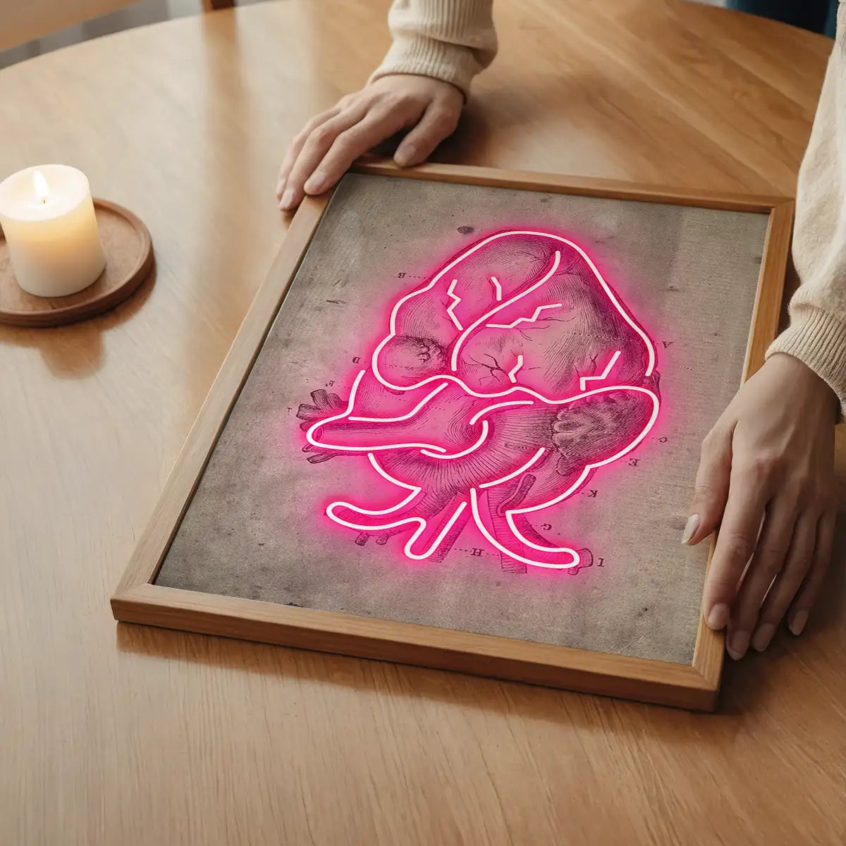 Neon Heart Vintage Diagram Print