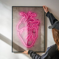Neon Heart Vintage Diagram Print