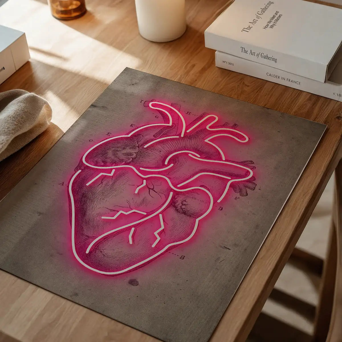 Neon Heart Vintage Diagram Print
