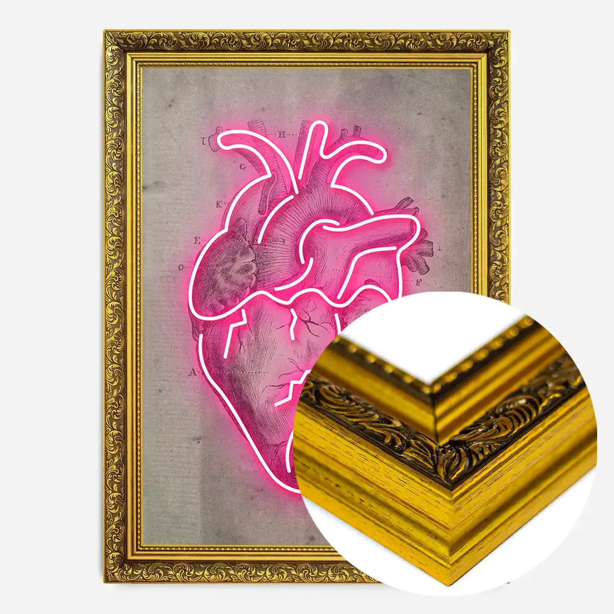 Neon Heart Vintage Diagram Print