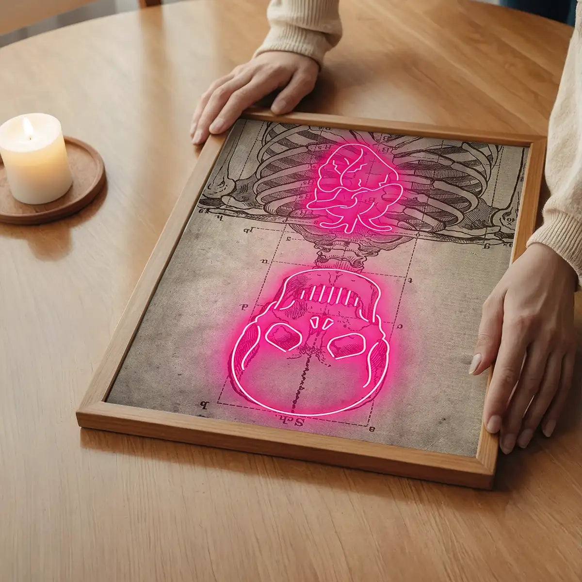 Neon Skeleton Vintage Diagram Print