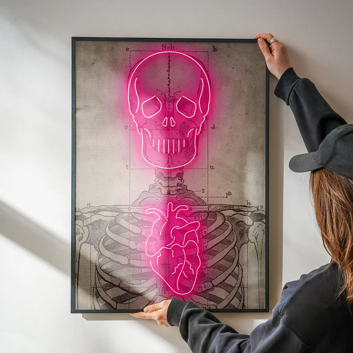 Neon Skeleton Vintage Diagram Print