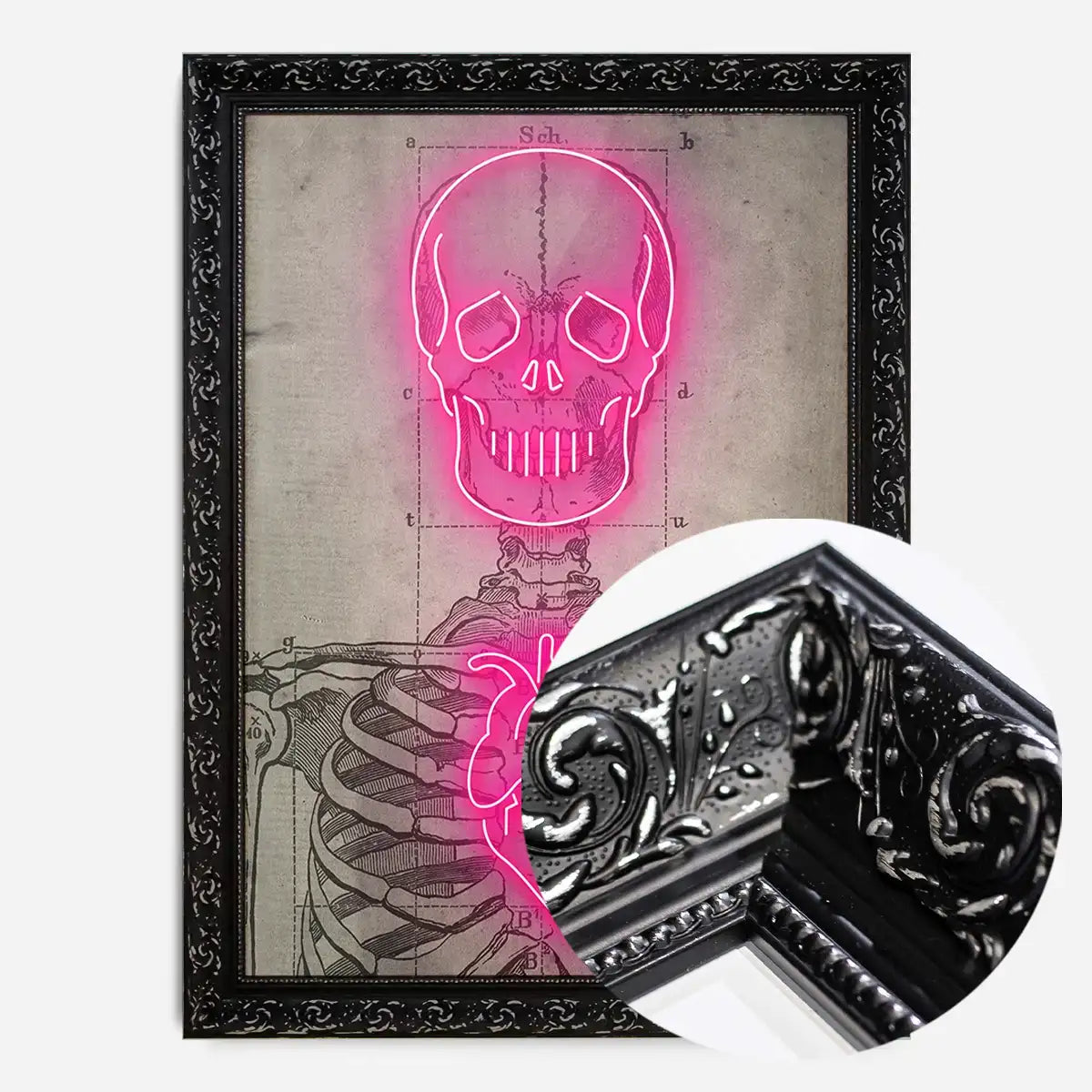 Neon Skeleton Vintage Diagram Print