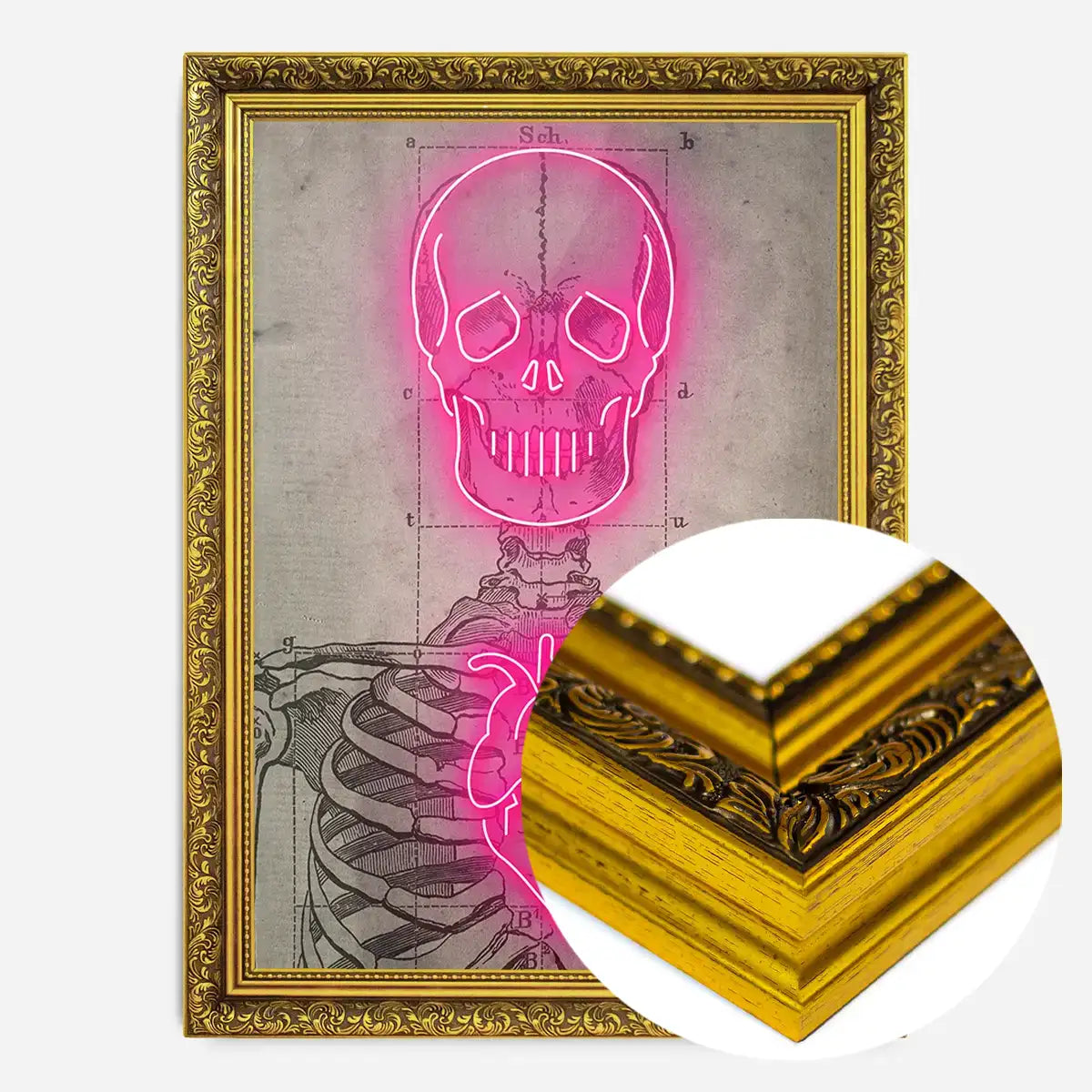 Neon Skeleton Vintage Diagram Print