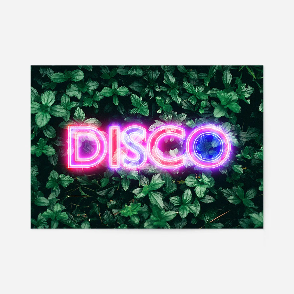 Disco Leaves Retro Sign Neon Print