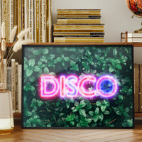 Disco Leaves Retro Sign Neon Print