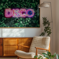 Disco Leaves Retro Sign Neon Print