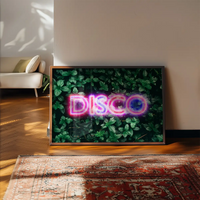 Disco Leaves Retro Sign Neon Print