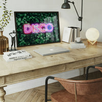 Disco Leaves Retro Sign Neon Print