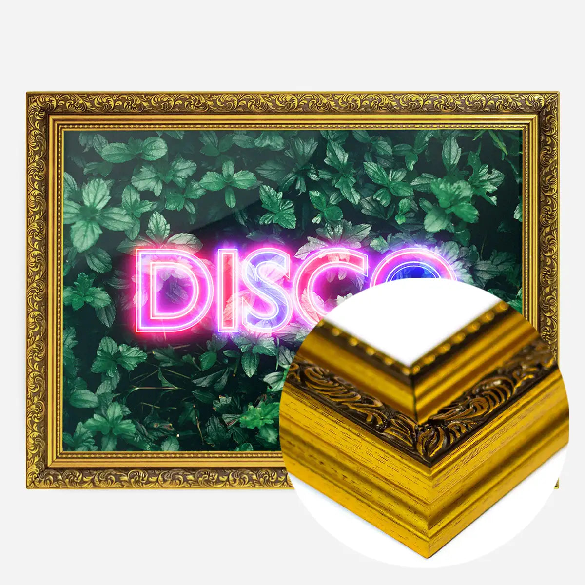 Disco Leaves Retro Sign Neon Print