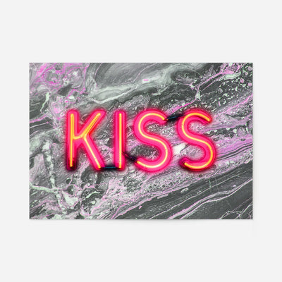 Kiss Neon Sign Marble Print