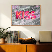 Kiss Neon Sign Marble Print