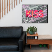 Kiss Neon Sign Marble Print