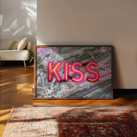 Kiss Neon Sign Marble Print