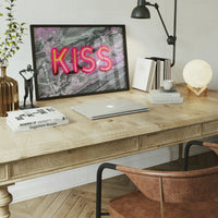 Kiss Neon Sign Marble Print