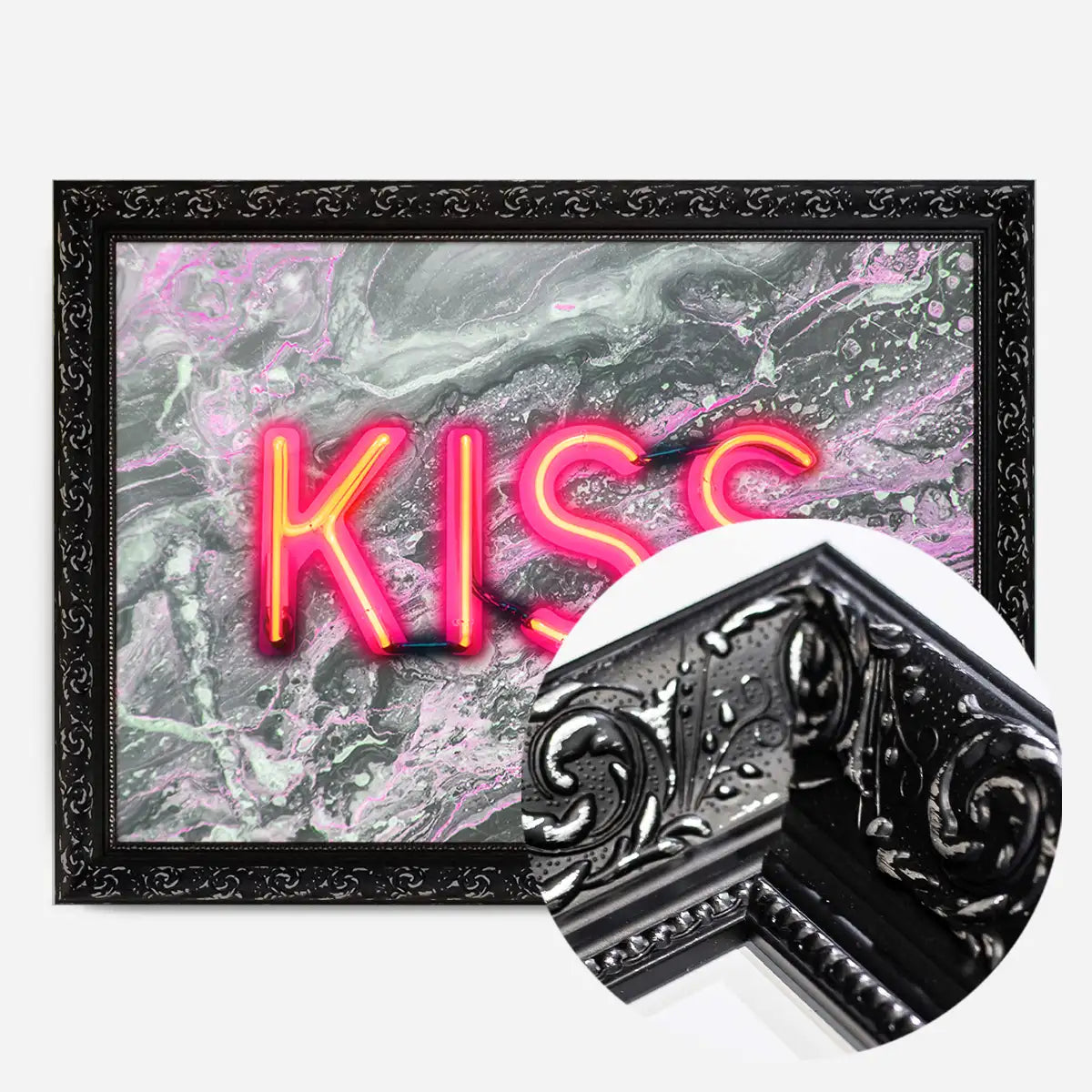 Kiss Neon Sign Marble Print