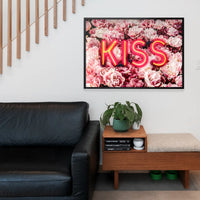 Kiss Neon Sign Roses Print