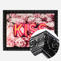Kiss Neon Sign Roses Print