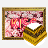 Kiss Neon Sign Roses Print