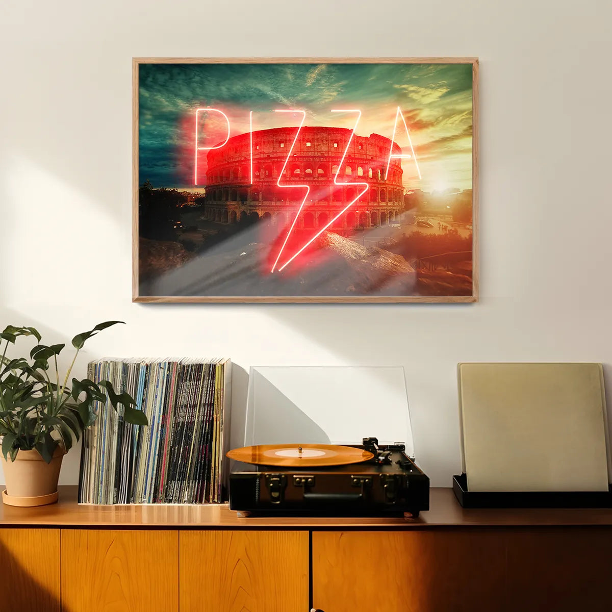 Pizza Sign Rome Neon Print