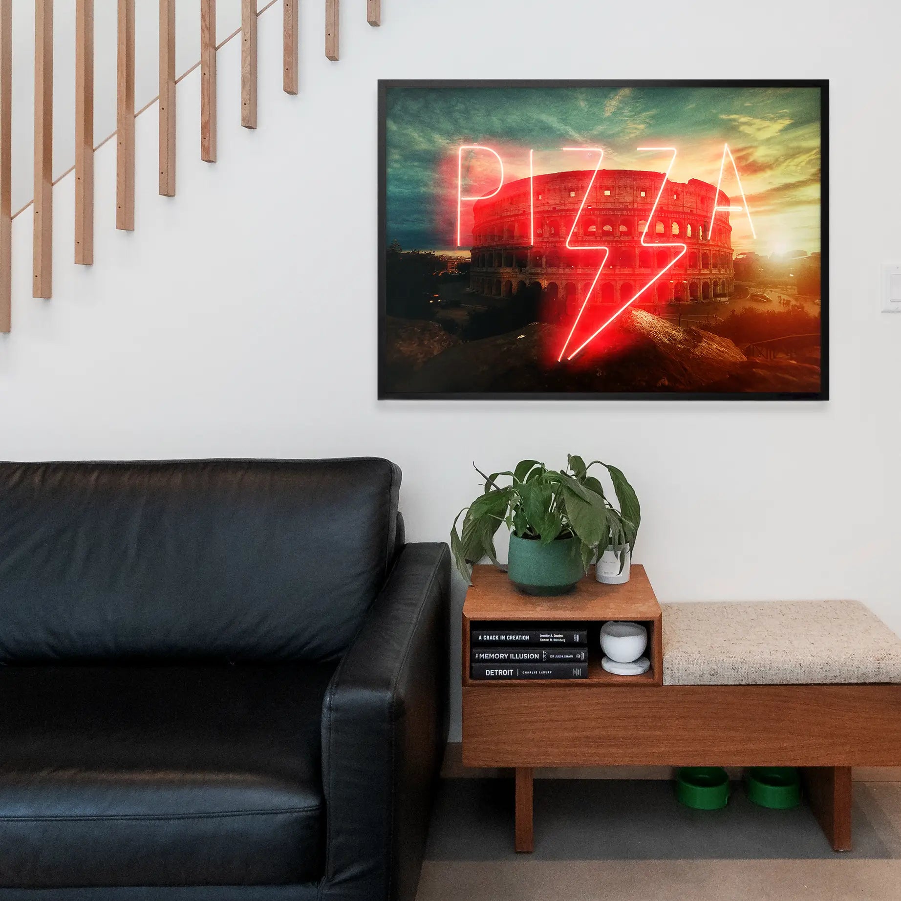 Pizza Sign Rome Neon Print