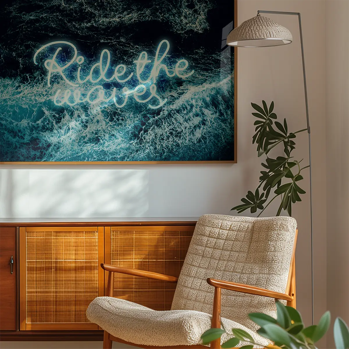 Ride The Waves Surf Neon Print
