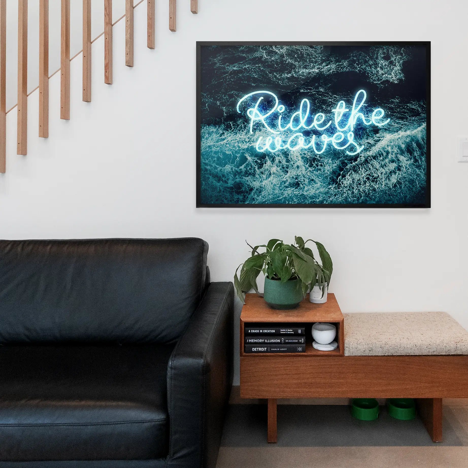 Ride The Waves Surf Neon Print