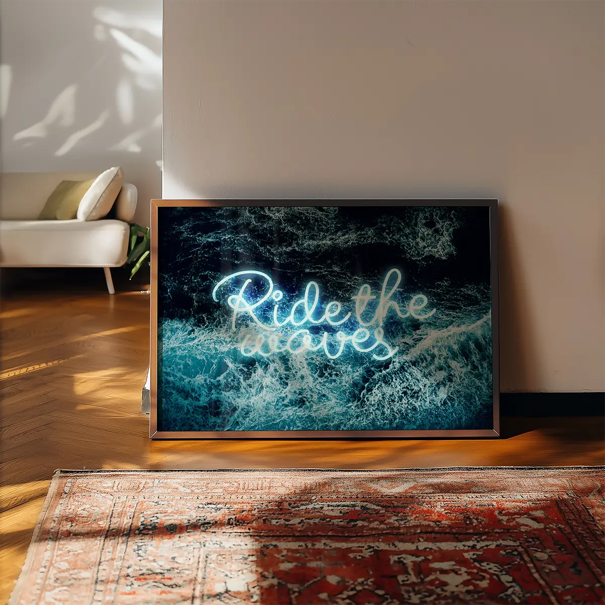 Ride The Waves Surf Neon Print