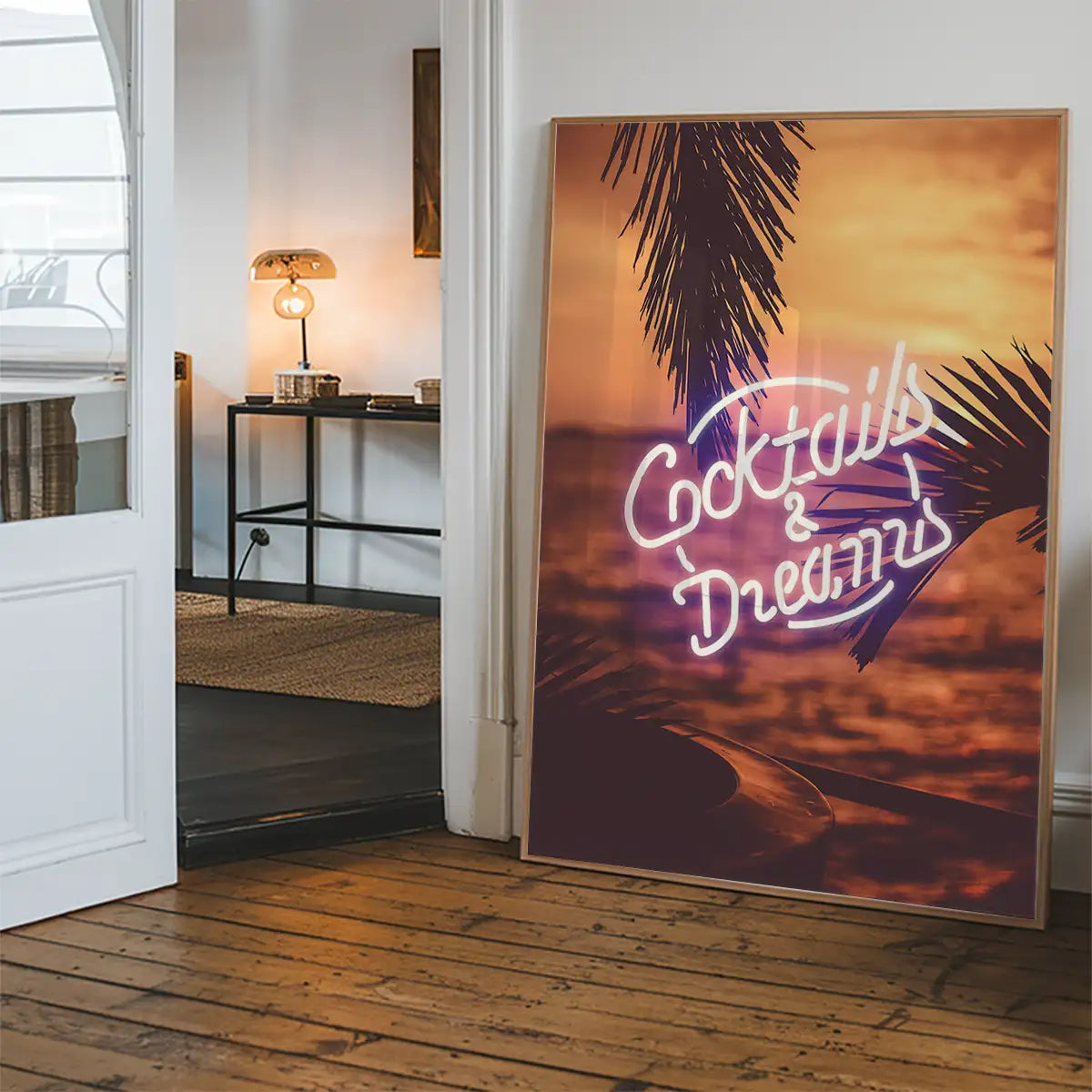 Cocktails And Dreams Palms Neon Print