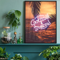 Cocktails And Dreams Palms Neon Print