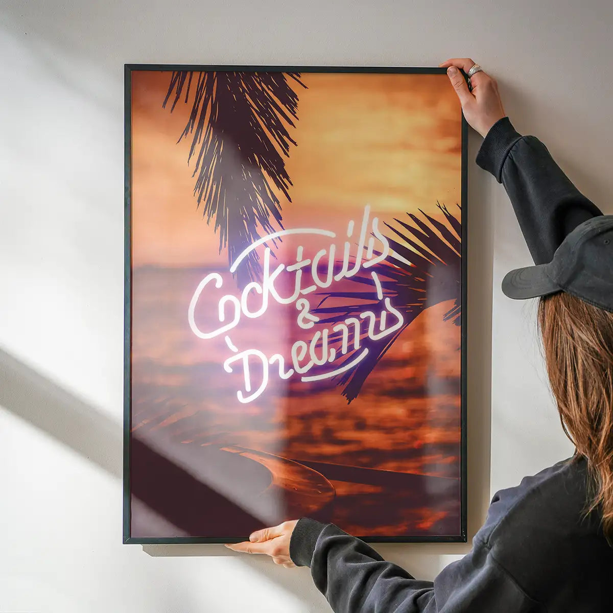 Cocktails And Dreams Palms Neon Print
