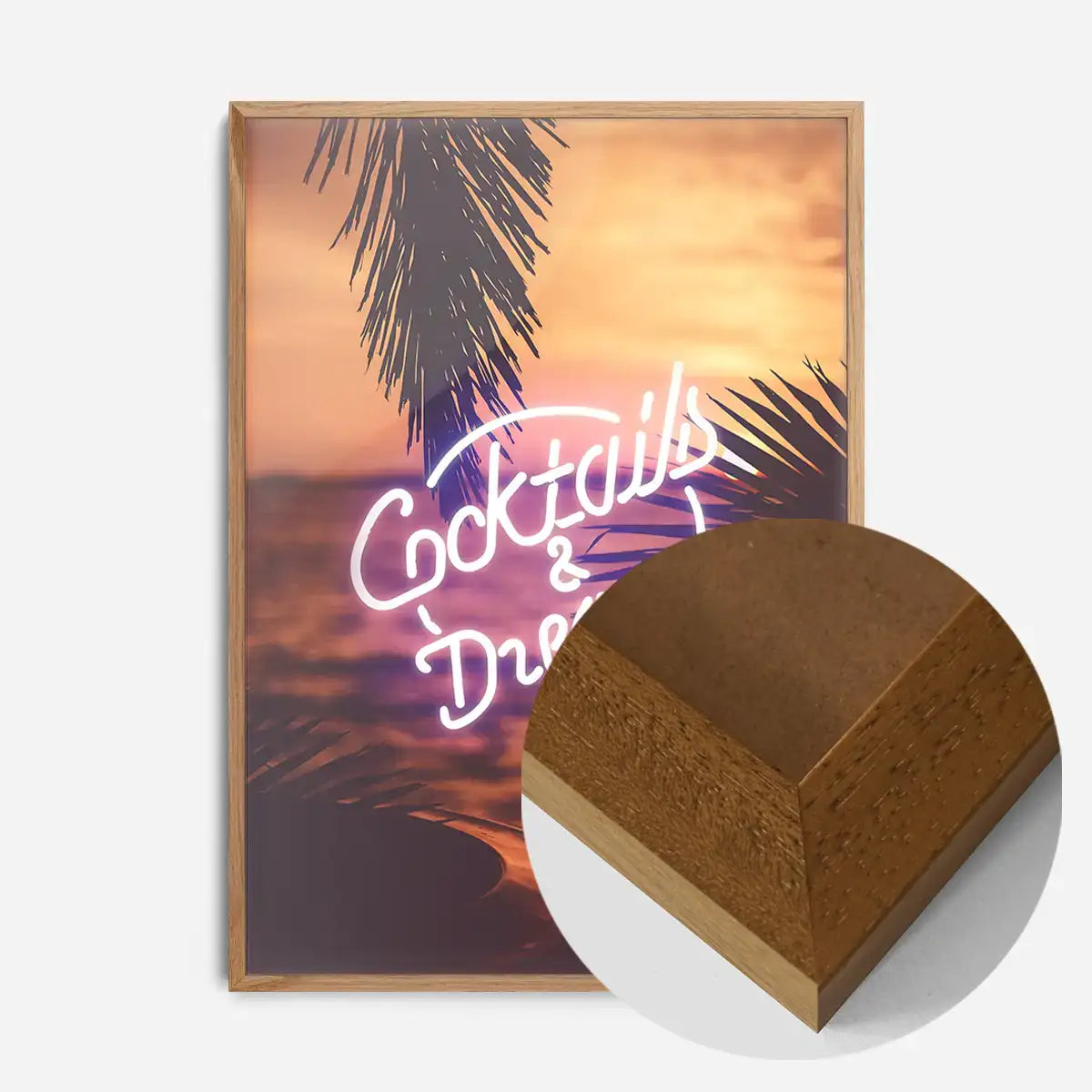 Cocktails And Dreams Palms Neon Print