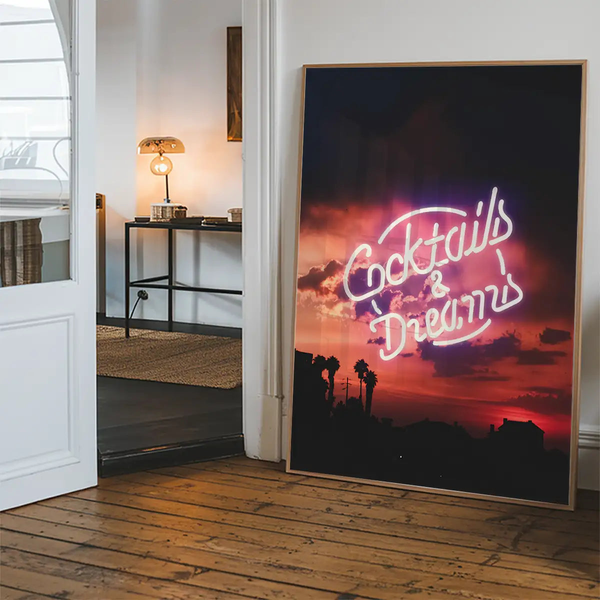 Cocktails And Dreams Sunset Neon Print