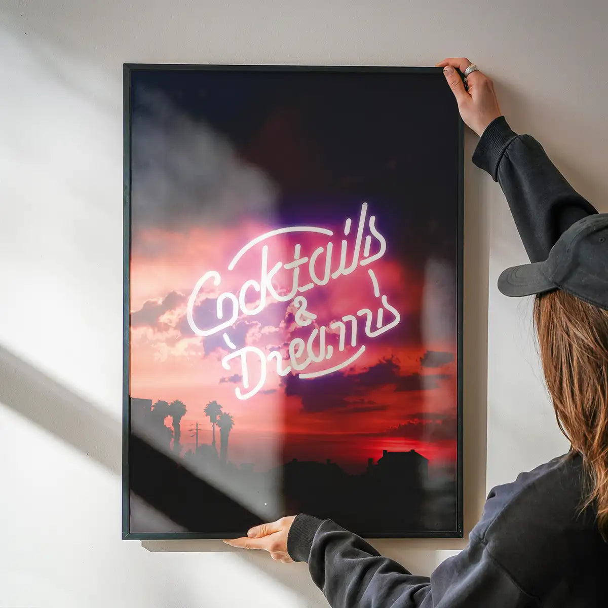 Cocktails And Dreams Sunset Neon Print
