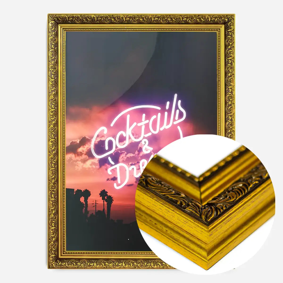 Cocktails And Dreams Sunset Neon Print