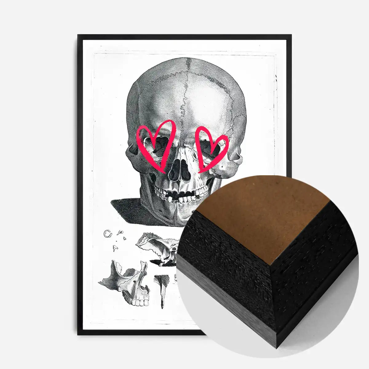 Vintage Skull Drawing Lipstick Eyes Print