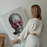 Vintage Skull Drawing Lipstick Eyes Print