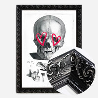 Vintage Skull Drawing Lipstick Eyes Print