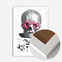 Vintage Skull Drawing Lipstick Eyes Print
