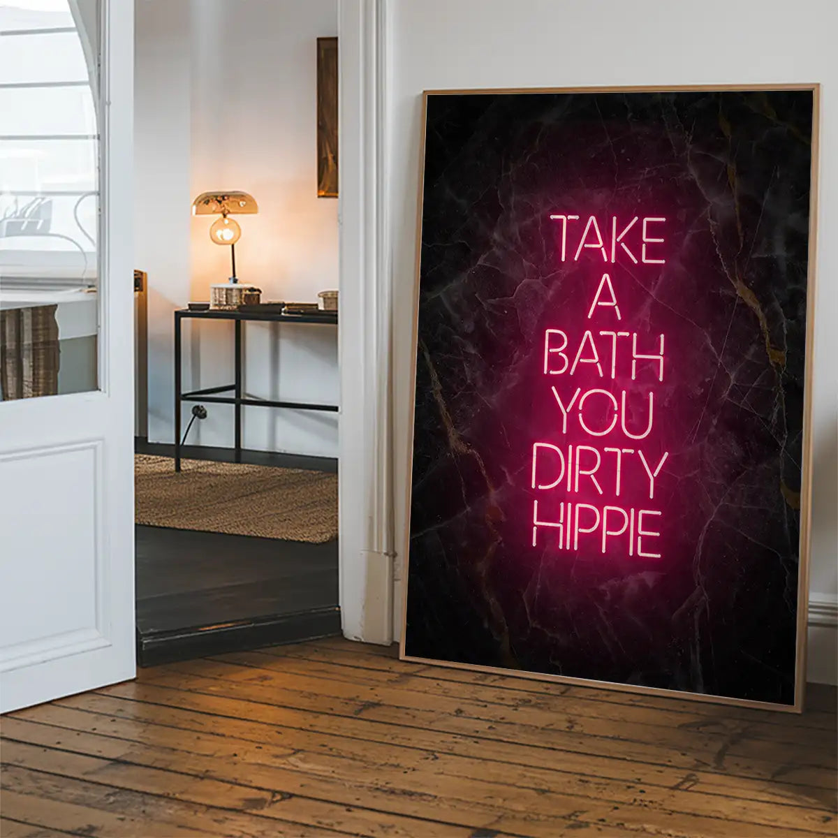 Take A Bath Hippie Black Marble Print