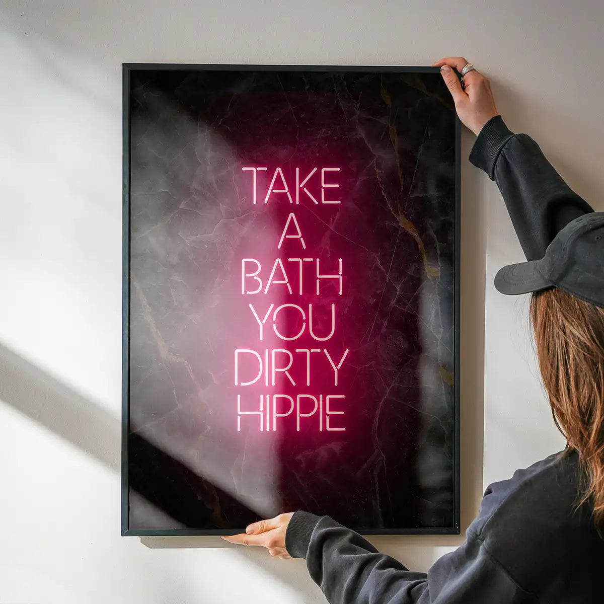 Take A Bath Hippie Black Marble Print