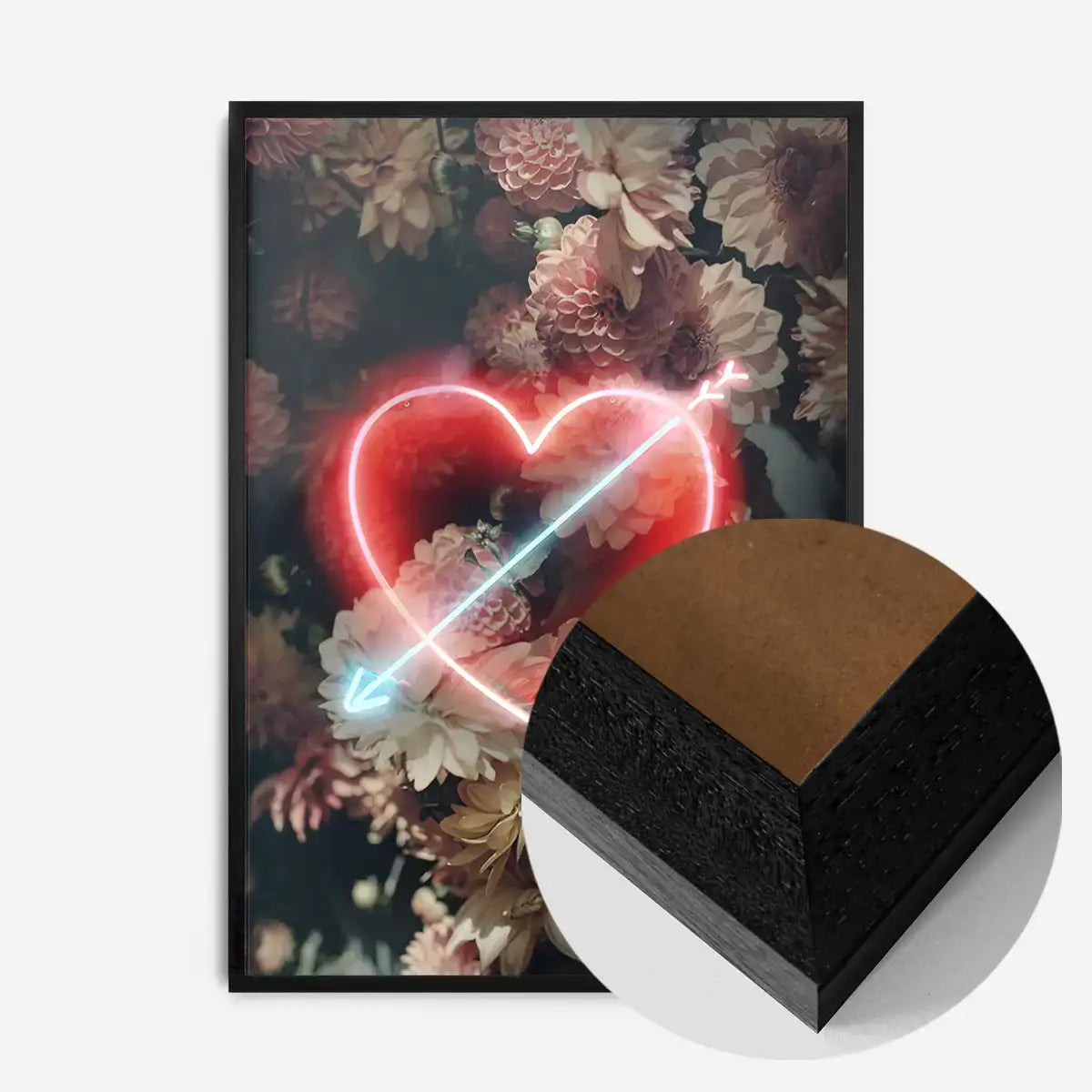 Flowers Heart Arrow Neon Print