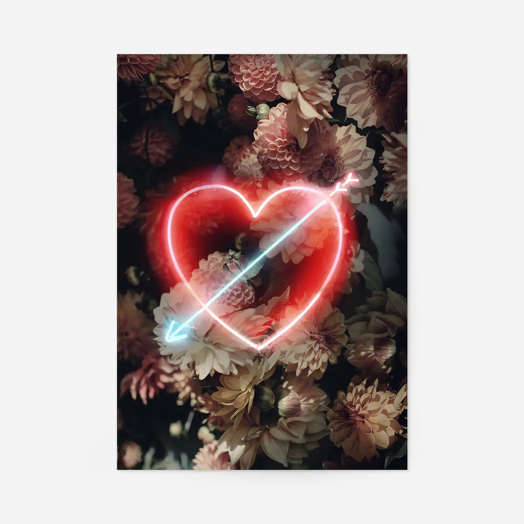 Flowers Heart Arrow Neon Print